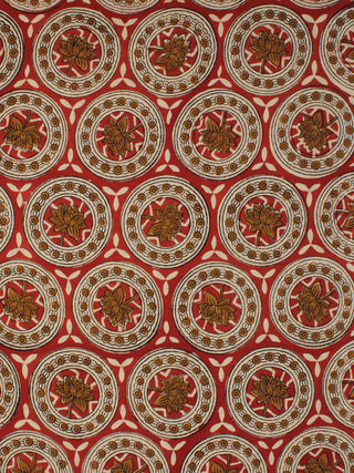 Rustic Ivory Brown Hand Block Printed Cotton Fabric Per Meter - F001F2143