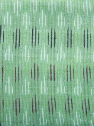 Light Green White Black Pochampally Hand Weaved Ikat Fabric Per Meter - F003F1230