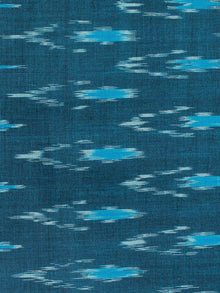 Teal Blue Ivory Pochampally Hand Weaved Ikat Mercerised Cotton Fabric Per Meter - F002F1964
