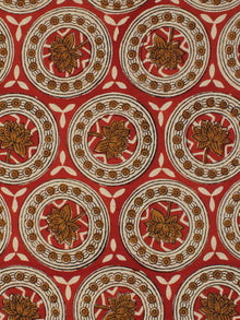 Rustic Ivory Brown Hand Block Printed Cotton Fabric Per Meter - F001F2143