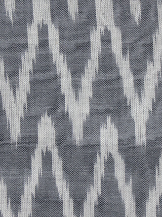Grey Ivory Pochampally Hand Woven Ikat Fabric Per Meter - F002F951