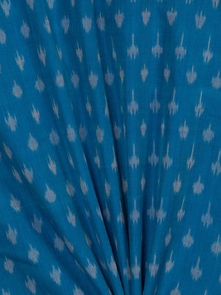 Turquoise Grey Hand Weaved Ikat Mercerised Cotton Fabric Per Meter - F002F1752