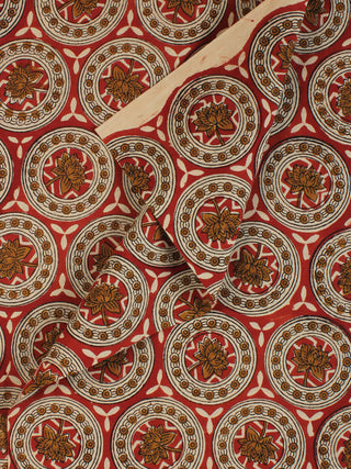 Rustic Ivory Brown Hand Block Printed Cotton Fabric Per Meter - F001F2143