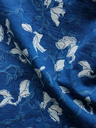 Indigo White Black Hand Block Printed Cotton Fabric Per Meter - F001F1348