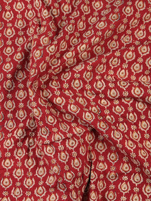 Rust Red Beige Hand Block Printed Cotton Fabric Per Meter - F001F2454