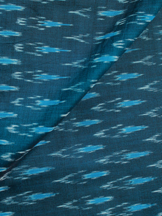 Teal Blue Ivory Pochampally Hand Weaved Ikat Mercerised Cotton Fabric Per Meter - F002F1964