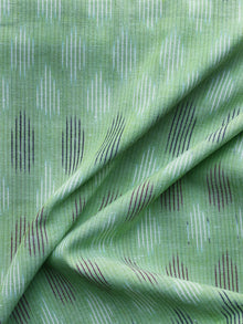 Light Green White Black Pochampally Hand Weaved Ikat Fabric Per Meter - F003F1230