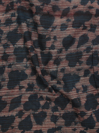 Grey Ivory Maroon Hand Block Printed Cotton Fabric Per Meter - F001F785