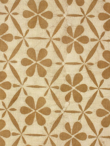 Beige Mustard Natural Dyed Hand Block Printed Cotton Fabric Per Meter - F0916264