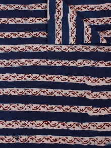 Indigo Maroon Black Hand Block Printed Cotton Cambric Fabric Per Meter - F0916188