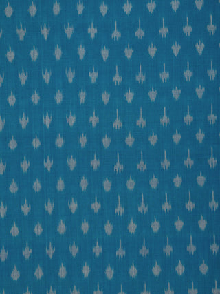 Blue Grey Pochampally Hand Weaved Ikat Mercerised Cotton Fabric Per Meter - F002F1753