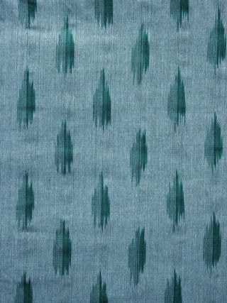 Cyan green Pochampally Hand Weaved Ikat Fabric Per Meter - F003F1229