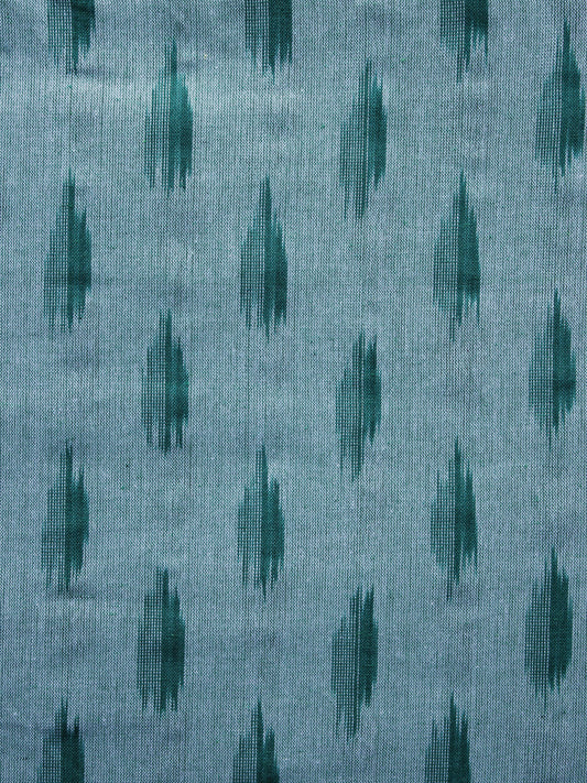 Cyan green Pochampally Hand Weaved Ikat Fabric Per Meter - F003F1229