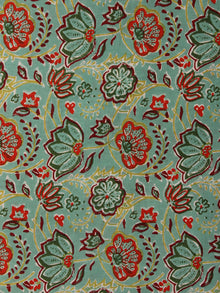 Light Green Maroon red Hand Block Printed Cotton Fabric Per Meter - F001F2009