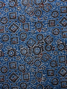 Indigo Black Ivory Ajrakh Printed Cotton Fabric Per Meter - F003F1522