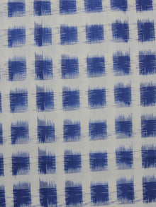 Navy Blue Ivory Pochampally Hand Woven Double Ikat Fabric Per Meter - F002F918