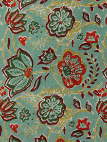 Light Green Maroon red Hand Block Printed Cotton Fabric Per Meter - F001F2009