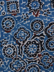 Indigo Black Ivory Ajrakh Printed Cotton Fabric Per Meter - F003F1522