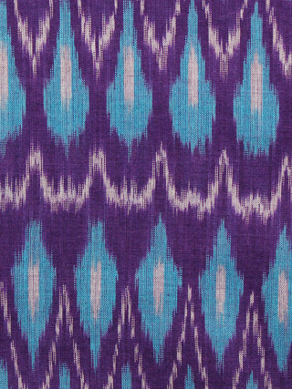 Purple Turquoise Grey Pochampally Hand Weaved Ikat Mercerised  Fabric Per Meter - F002F1420