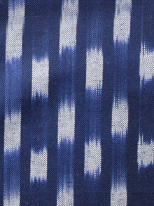 Blue Grey Hand Woven Double Ikat Handloom Cotton Fabric Per Meter - F002F1573