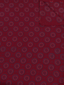 Maroon Black Blue Ajrakh Screen Printed Cotton Fabric Per Meter - F0916691
