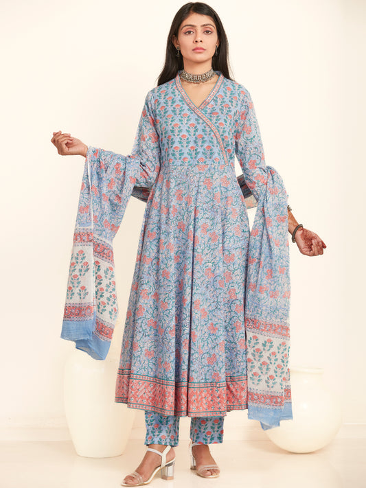 Jashn Yasmine Set Of Angrakha Kurta Pants Dupatta