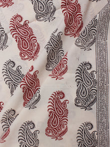 White Red Black Bagh Printed Cotton Fabric Per Meter - F005F2071