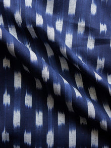 Blue Grey Hand Woven Double Ikat Handloom Cotton Fabric Per Meter - F002F1573