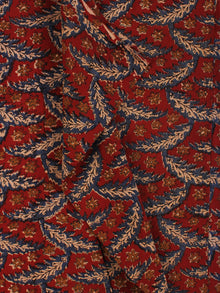Red Indigo Brown Hand Block Printed Modal Cotton Fabric Per Meter - F001F2144