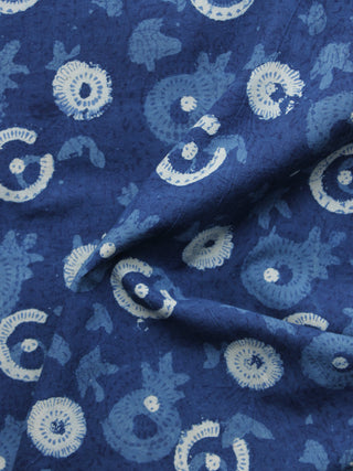 Indigo Ivory Hand Block Printed Cotton Fabric Per Meter - F001F1108
