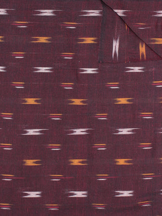 Maroon Yellow Red Ivory Pochampally Hand Weaved Ikat Fabric Per Meter - F0916731
