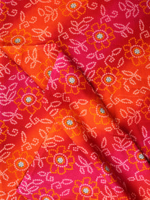 Hot Pink Orange White Bandhini Printed Cotton Fabric Per Meter - F001F2238