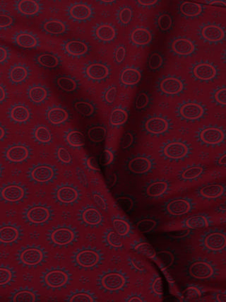 Maroon Black Blue Ajrakh Screen Printed Cotton Fabric Per Meter - F0916691