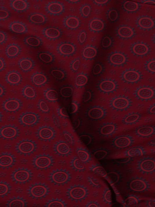 Maroon Black Blue Ajrakh Screen Printed Cotton Fabric Per Meter - F0916691