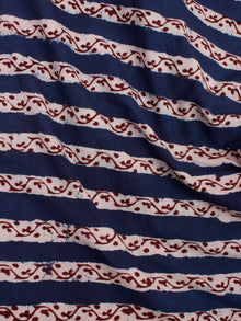 Indigo Maroon Black Hand Block Printed Cotton Cambric Fabric Per Meter - F0916188