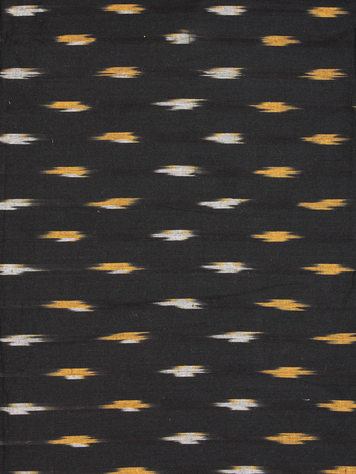 Black Yellow Ivory Hand Woven Ikat Handloom Cotton Fabric Per Meter - F002F2414