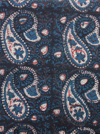 Black Brown Ivory Red Teal Blue Hand Block Printed Cotton Fabric Per Meter - F001F1731