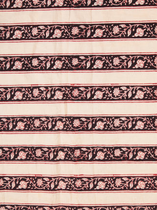 Black Red OffWhite Hand Block Printed Cotton Fabric Per Meter - F001F2439