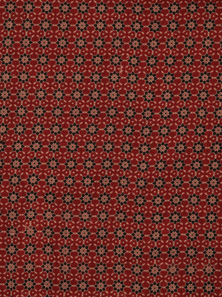 Rust Black Beige Block Printed Cotton Fabric Per Meter - F001F2398