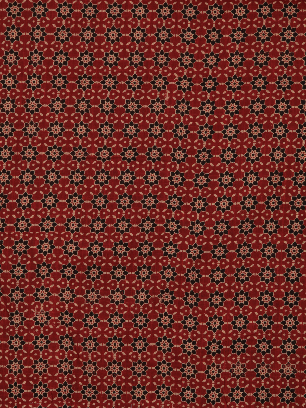 Rust Black Beige Block Printed Cotton Fabric Per Meter - F001F2398