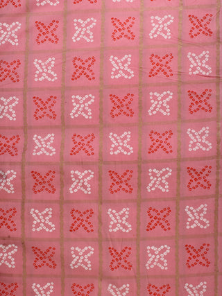 Pink Red White Block Printed Cotton Fabric Per Meter - F001F2205