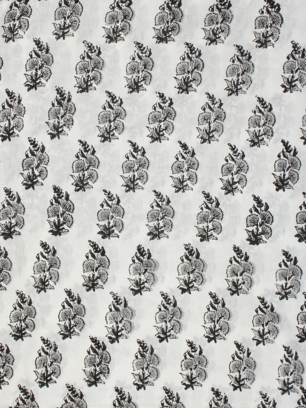 White Grey Black Block Printed Cotton Fabric Per Meter - F001F2241