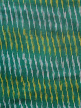 Green Yellow Ivory Pochampally  Weaved Ikat Mercerised  Fabric Per Meter - F002F1403
