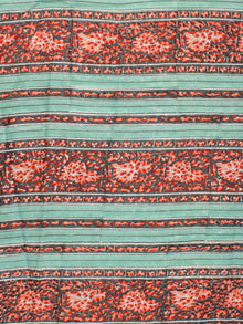Green Red Peach Hand Block Printed Cotton Fabric Per Meter - F001F2332