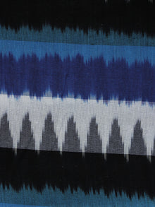 Blue White Black Grey Pochampally Hand Woven Ikat Fabric Per Meter - F002F1050