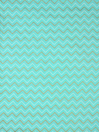 Sea Green White Golden Hand Block Printed Cotton Fabric Per Meter - F001F2283