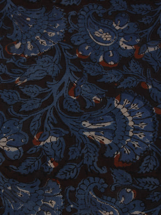 Indigo Maroon Hand Block Printed Cotton Cambric Fabric Per Meter - F0916118