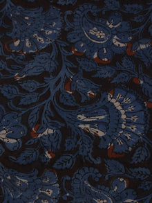 Indigo Maroon Hand Block Printed Cotton Cambric Fabric Per Meter - F0916118