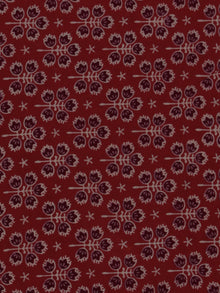 Red White Maroon Ajrakh Printed Cotton Fabric Per Meter - F0916714