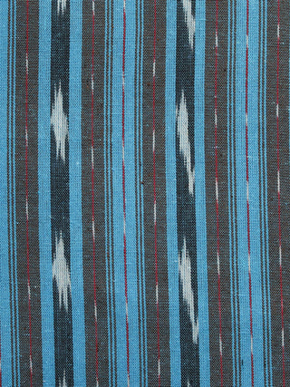 Blue Grey Ivory Pochampally Hand Woven Ikat Fabric Per Meter - F002F922